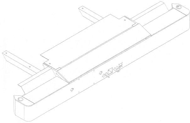Line drawing of a boxed frame crossmember and skid plate assembly