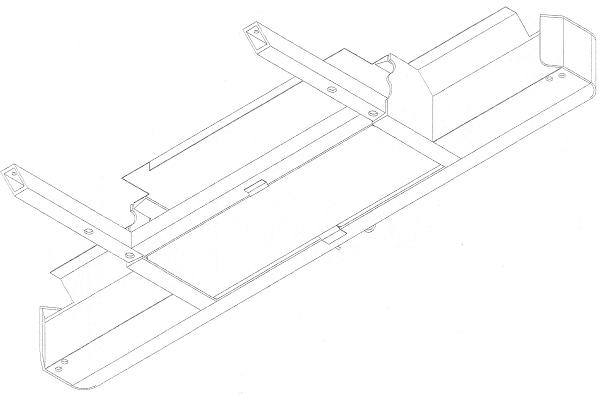 Line drawing diagram of a vehicle frame and crossmember assembly