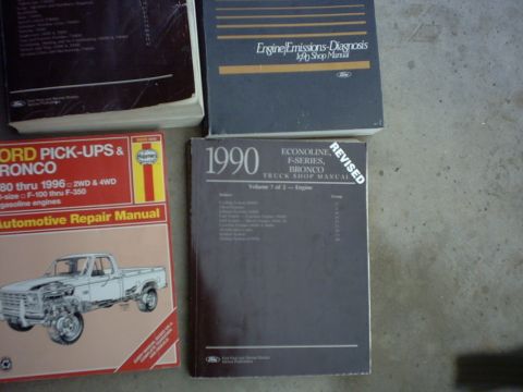 1990 Ford Bronco - A collection of automotive repair manuals, including specific guides for Ford trucks and Broncos from various years.