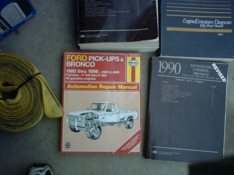 1990 Ford Bronco - A collection of automotive repair manuals, including one specifically for the 1990 Ford Bronco and F-Series trucks.