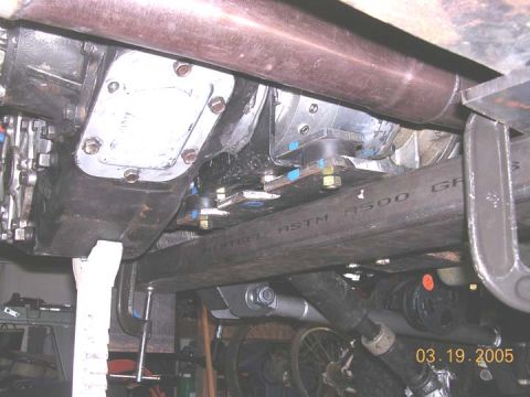 1994 Ford Bronco - how the kolune will mount. uses 60's chevy motor mounts and some 3/8 plate