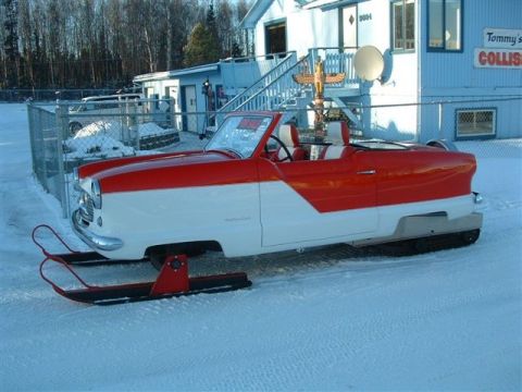 1973 Ford Ranchero - This custom vehicle has been modified with skis and tracks for snow travel.