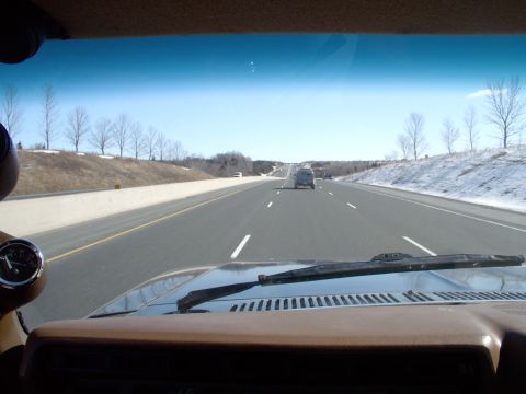 1986 Ford Bronco - On the way back from Toronto about Coburg at @ 80 mph no cruise, still busted !!!!