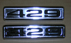 1978 Ford Bronco - Close-up of two chrome emblems displaying the number 429.