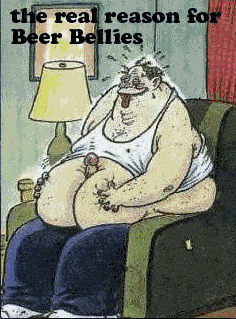 1991 Ford Bronco - A humorous cartoon depicting the supposed recipe for beer bellies, with text overlaying the image.