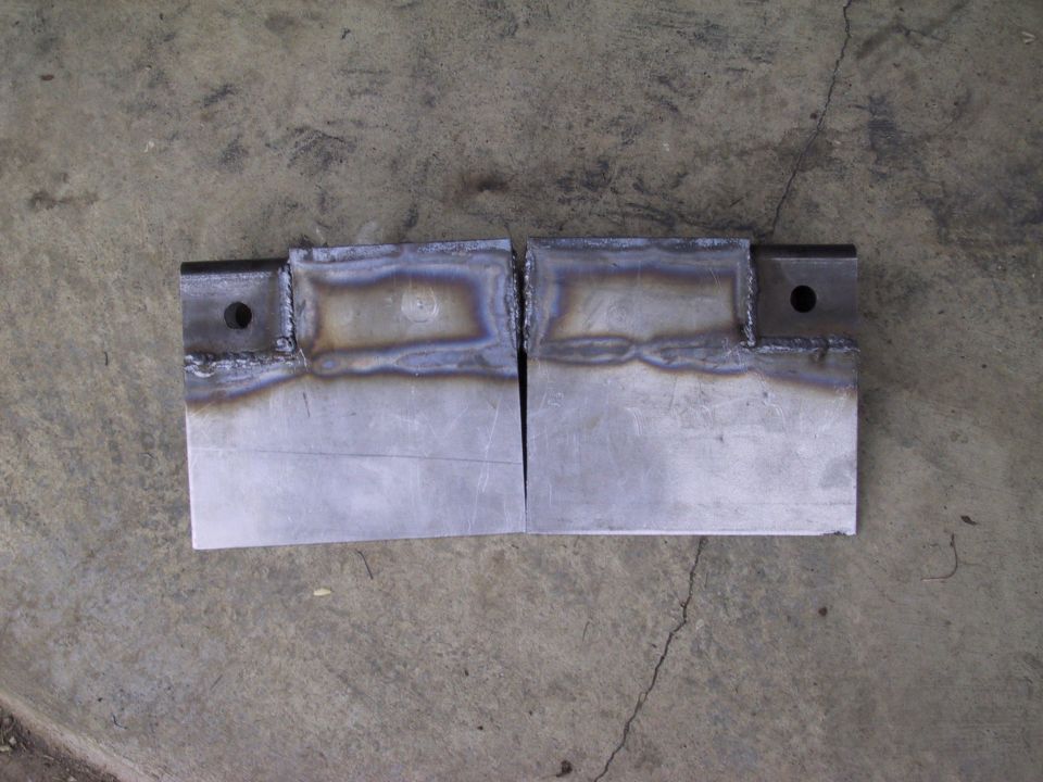 New design for radius arm brackets, simple but should be strong.  3/16 flat plate welded to 1/4 3x3 square tube.