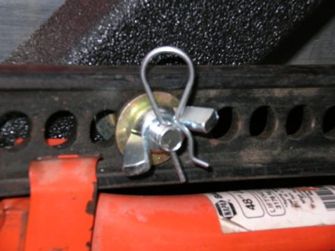 1988 Ford Bronco - Used 1/2" wing nuts with washers to hold the jack,then drilled through the bolts and installed cotter pins to keep the wing nuts from loose…