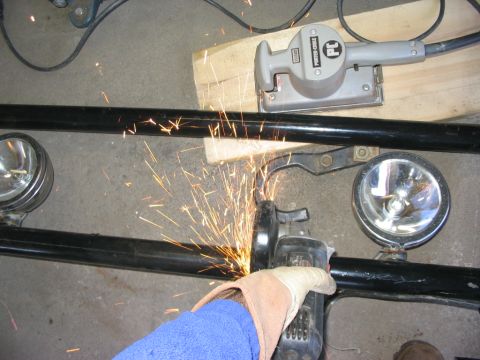 1986 Ford Bronco - Cutting pushbar to accomodate winch