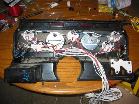 1985 Ford Bronco - Rear shot with all the wiring for the gauges.
