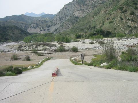 2000 Jeep Cherokee - View down the entrance ramp showing debris and changed terrain.