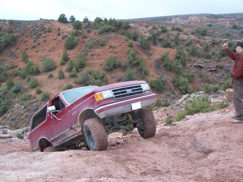 1991 Ford Bronco - this was very muddy and slick. this trail goes from a 4 to a 5 when wet