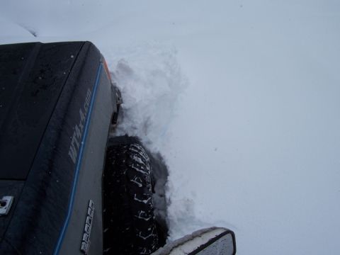 1989 Ford Bronco - This 1989 Ford Bronco is stuck in deep snow, with the website WTA4x4.com visible on the door.