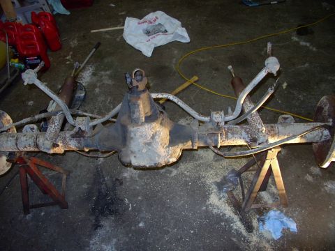 1986 Ford Bronco - Up on stands and penetrating oil sprayed onto all nots and bolts that will be coming off. Seems the junkyards always bend the brake backing…
