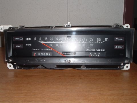 1989 Ford Crown Victoria LTD - Instrument cluster from a car, showing MPH, km/h, and gear selection indicators.