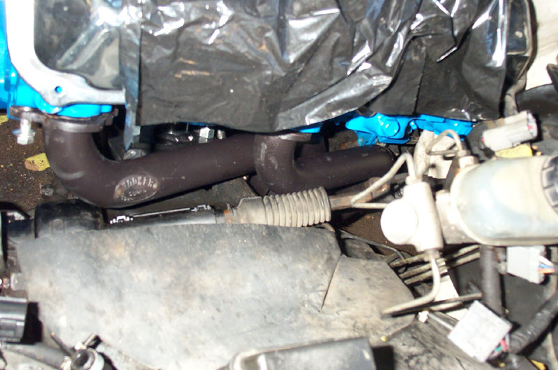 Looking straight down on the left side header
