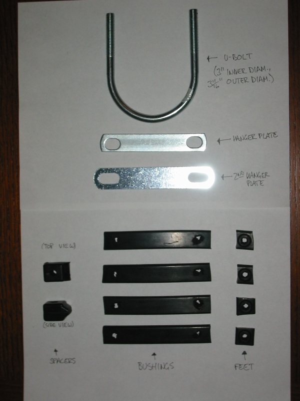 Detail showing parts after modifying the hook straps.