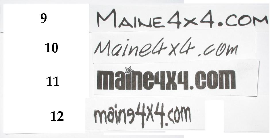 Stickers with Maine 4x4.com text