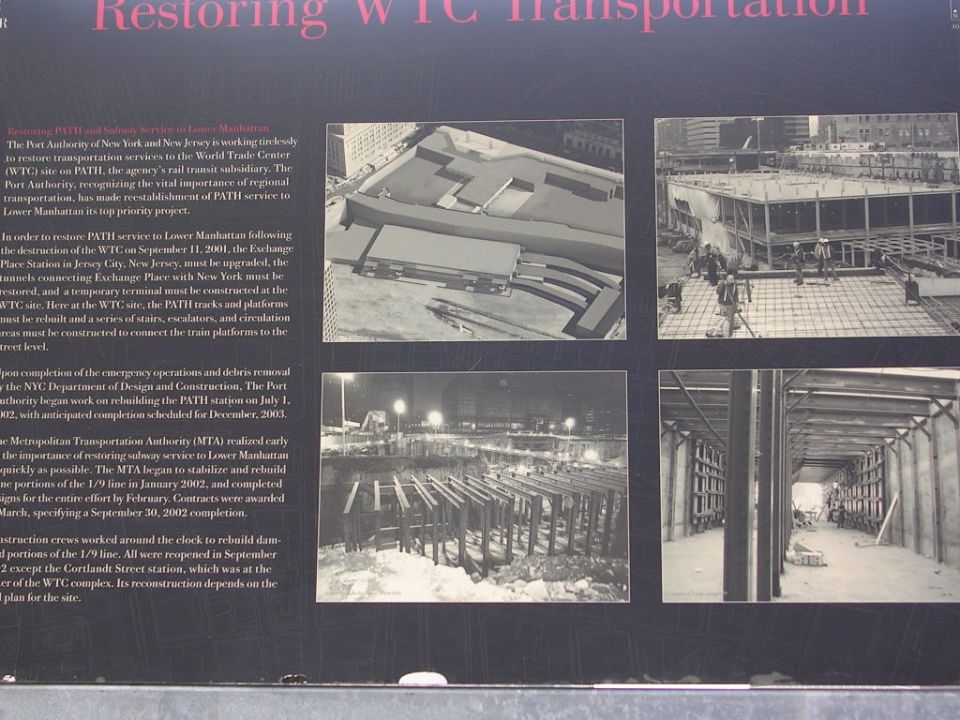 Construction progress photos of PATH station restoration at World Trade Center site