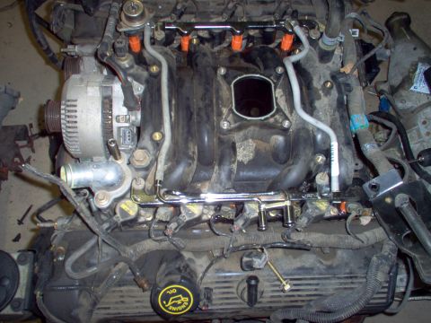 1994 Ford Crown Victoria - '96 rail installed on '00 intake