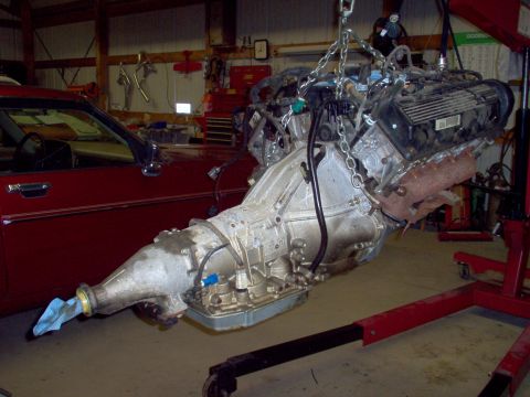 1994 Ford Crown Victoria - Engine assembled to transmission after changing trans input & output seals.