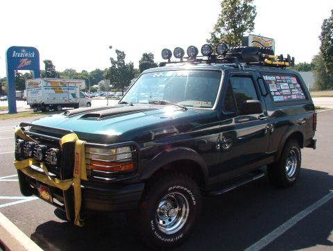 1993 Ford Bronco - This 1993 Ford Bronco is equipped with numerous auxiliary lights and a roof-mounted rack.