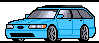 1999 Ford Taurus - Pixelated image of a blue station wagon from a 3/4 front angle.