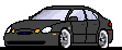 1999 Ford Taurus - Pixel art depicts a dark sedan from the front three-quarter angle.
