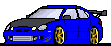 1999 Ford Taurus - This blue sports coupe features a large rear spoiler and gold-colored rims.