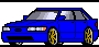 1999 Ford Taurus - This is a pixelated image of a blue sedan with gold wheels.