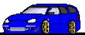 1999 Ford Taurus - This pixelated image shows a blue hatchback with gold rims and a modified front end.