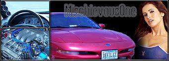 1996 Ford Probe - A pink 1996 Ford Probe is shown with a woman and interior details. The license plate reads DEViL GT.