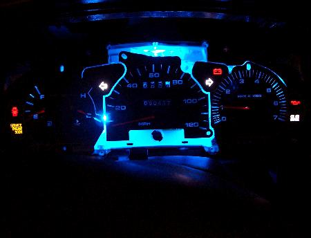 1999 Ford Taurus - white instrument lights! the trim surrounded the cluster isnt on, hence the excess light.