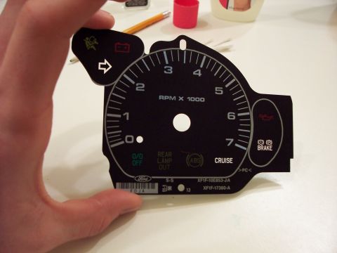 1999 Ford Taurus - tach instrument lights removed, looks good so far...
