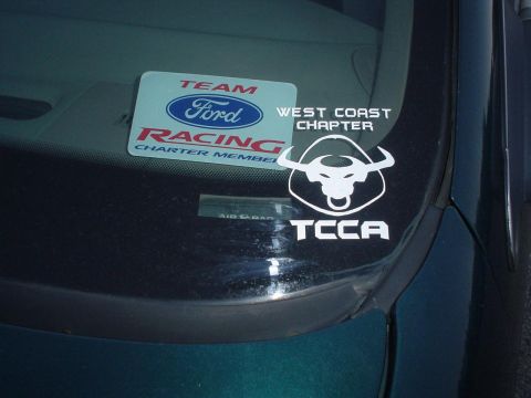 1993 Ford Taurus - Windshield stickers indicate Ford Racing affiliation and a TCCA chapter.