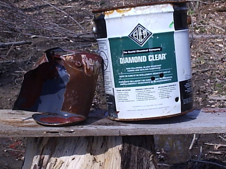.50 cal muzzle loader does wonders to a paint can full of water!! The holes in the big can are the size of my middle finger, there was no water in it.