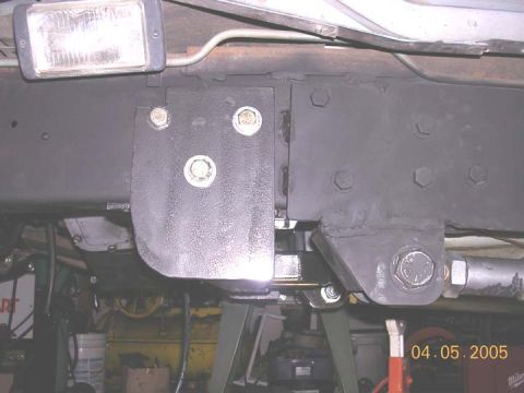 1994 Ford Bronco - Close-up view of a modified vehicle frame, showing added brackets and hardware, with a date stamp of 04.05.2005.