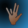 1994 Ford Bronco - A Vulcan salute hand gesture, a symbol from Star Trek, is depicted against a gradient blue background.
