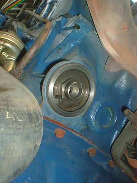 1976 Ford F-250 - Here is the new fitting installed in the block. Note that the new part has a nut to tighten, it is much easier to install and remove than t…