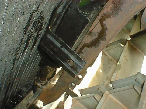 1976 Ford F-250 - Here is the bent and cut off end of the mount. The way I did it allows it to fit right up against the grille/hood latch center support. I s…