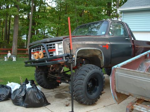 1978 Chevrolet C/K Pickup - Redneck Trailer in the driveway