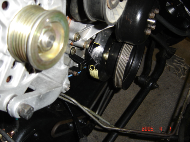 Crank pulley installed with washers.