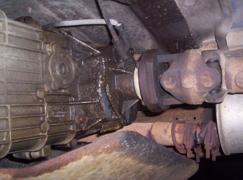 1989 Ford Bronco - Underside view of greasy transmission and driveshaft components, with visible text from Supermotors.net.