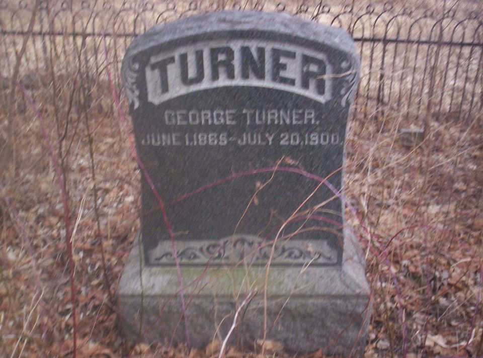 Tombstone with 'TURNER' and 'GEORGE TURNER' inscribed, dates June 1, 1866 - July 20, 1900