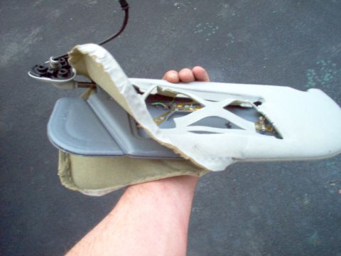 1994 Ford Crown Victoria - This visor came from an '02 LTC, but it won't fit my '94 CV, so I'm pulling the HomeLink out of it to mount somewhere in my car.