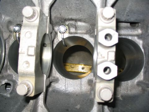 1993 Ford Probe - Engine block with connecting rod caps and cylinder bores visible. Part of an engine rebuild.