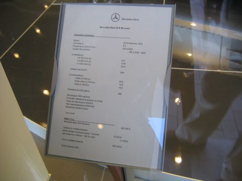 1978 Ford Bronco - Technical specifications and price list for the Mercedes-Benz SLR McLaren, dated January 8, 2004.