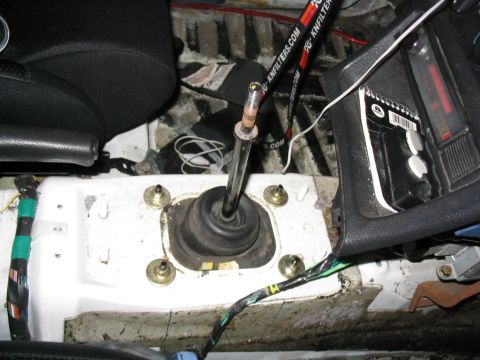 1993 Ford Probe - Interior view of a car's center console and gear shifter area, with visible wiring and a KN Filters strap.