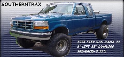 1993 Ford F-150 - This 1993 Ford F-150 pickup truck is modified with a 6-inch lift and 35-inch Dunlop tires.