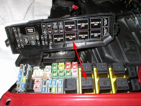 2003 Ford Escape - 1) Relieve the fuel pressure by removing the fuel pump relay while the engine is running. Hint: Remove the relay first, before starting the…