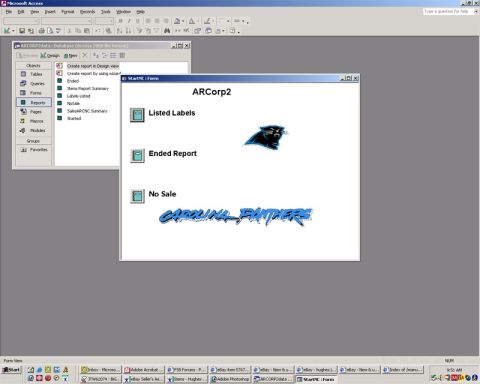 1986 Ford Bronco - A screenshot displays a Microsoft Access application with a form Carolina Panthers branding.